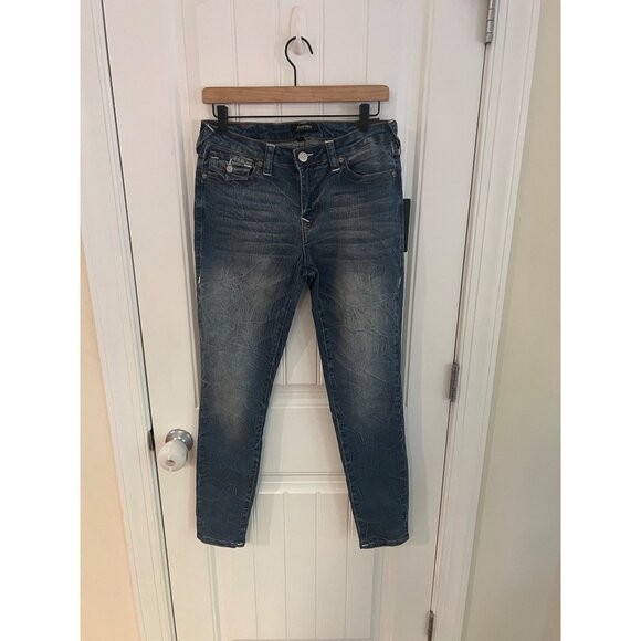 True Religion Jennie Curvy Mid Rise Super Skinny Jeans Macau Wash Size‎ 27 NWT - Picture 1 of 6